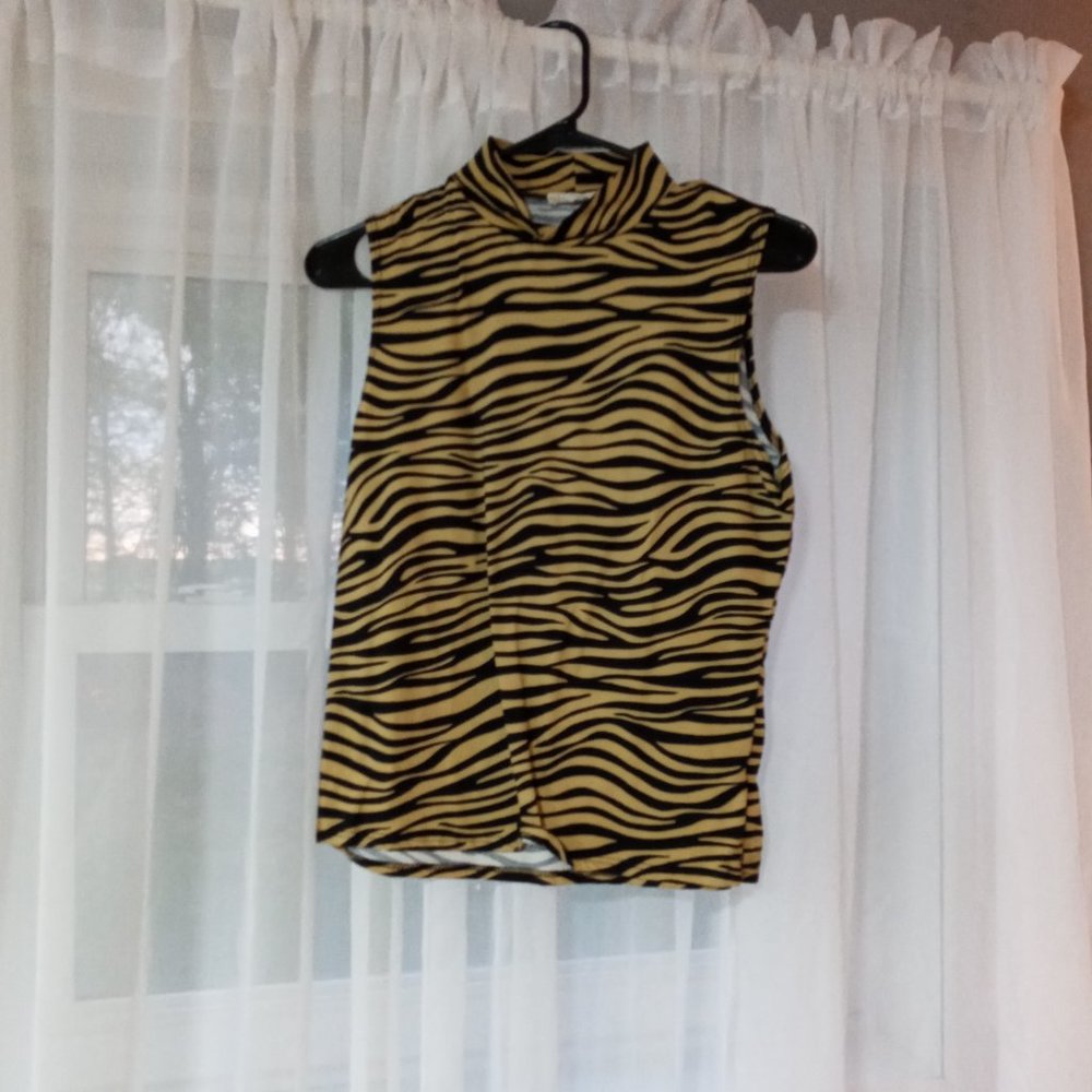 2 for $5-Size Lg Animal Print Sleeveless Crop Turtleneck